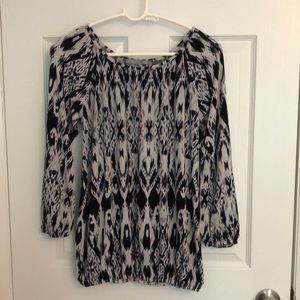 Octavia purple patterned 3/4 sleeve blouse